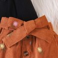 thumbnail image 6 of kaprioy Toddler Girl Clothes Toddler Baby Girl Fall Winter Outfit 9 12 18 24 Months 2T 3T 4T Round Neck Long Sleeve Knit Ribbed Sweatshirt Shirt Tops Plaid Belt Skirt 2 Pcs Clothes Set, 6 of 6