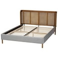 thumbnail image 3 of Baxton Studio Harrell Gray Velvet and Woven Rattan Wood Queen Size Bed, 3 of 6