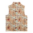 thumbnail image 2 of Psesaysky Warm Kid Outerwear Vest for Fall Winter, Polyester Soft Kids Zip Up Vest, Cartoon Capybara & Dessert Pattern, 2 of 9