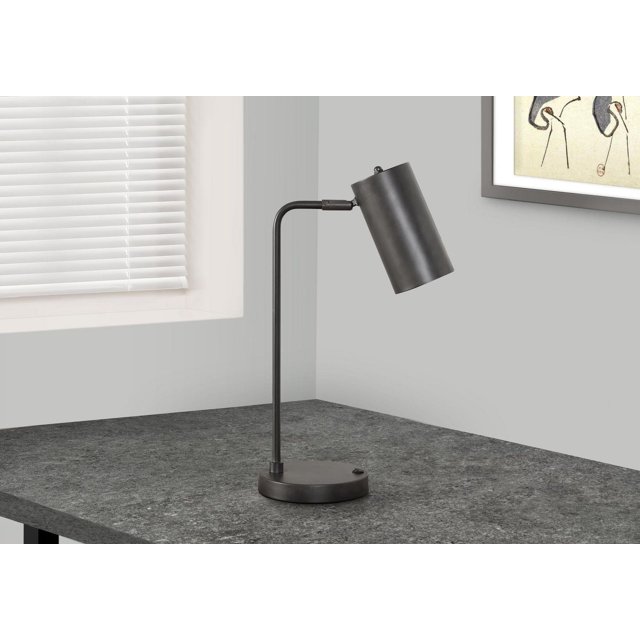 Monarch Specialties Lighting, 18"h, Table Lamp, Usb Port Included, Grey Metal, Grey Shade, Modern