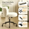 thumbnail image 4 of Ktaxon Vanity Chair, Adjustable Desk Chair with Metal Base and Swiveel Casters, Long Pile Fabric Makeup Chair for Women, Ideal for Office,Study and Home White, 4 of 8