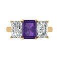 thumbnail image 2 of 4.0ct emerald cut purple natural amethyst 14k yellow gold 3 stone Bridal Wedding Engagement Promise Anniversary Ring for Women size 4.5, 2 of 7