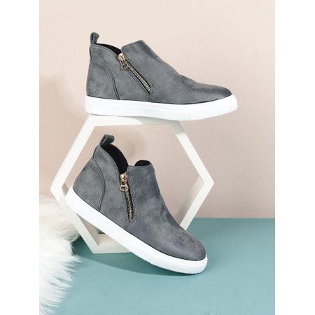 

Side Zip Faux Suede Skate Shoes Women‘s Footwear
