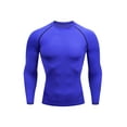 thumbnail image 1 of LUXUR Chemises de Compression pour Hommes Couleur Unie Hauts d'Été Manches Longues T-shirt de Sport Décontracté Col Rond T-shirt Muscle Coloré Bleu TG, 1 of 2