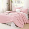 thumbnail image 2 of Comforters Pink Oversized King Size, 3 Pieces Lightweight Solid Bedding Set & Collections, All Season Fluffy Bed Set (120x98In Comforter & 2 Pillowcases), 2 of 9