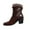 A Brown, variant on Wovix Women's Western Cowgirl Ankle Boots Stacked Block Heel Cowboy Booties with Fringe Steel Toe Heeled Short Cowboy Side Zip Boots Black 37