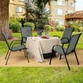 thumbnail image 4 of Costway Set of 4 Patio Dining Chairs Stackable Armrest Space Saving Garden Grey, 4 of 10