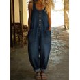 thumbnail image 2 of sicmoss Women's Blue Y2K Baggy Wide Leg Bib Overalls Adjustable Strap with Pockets, 2 of 7