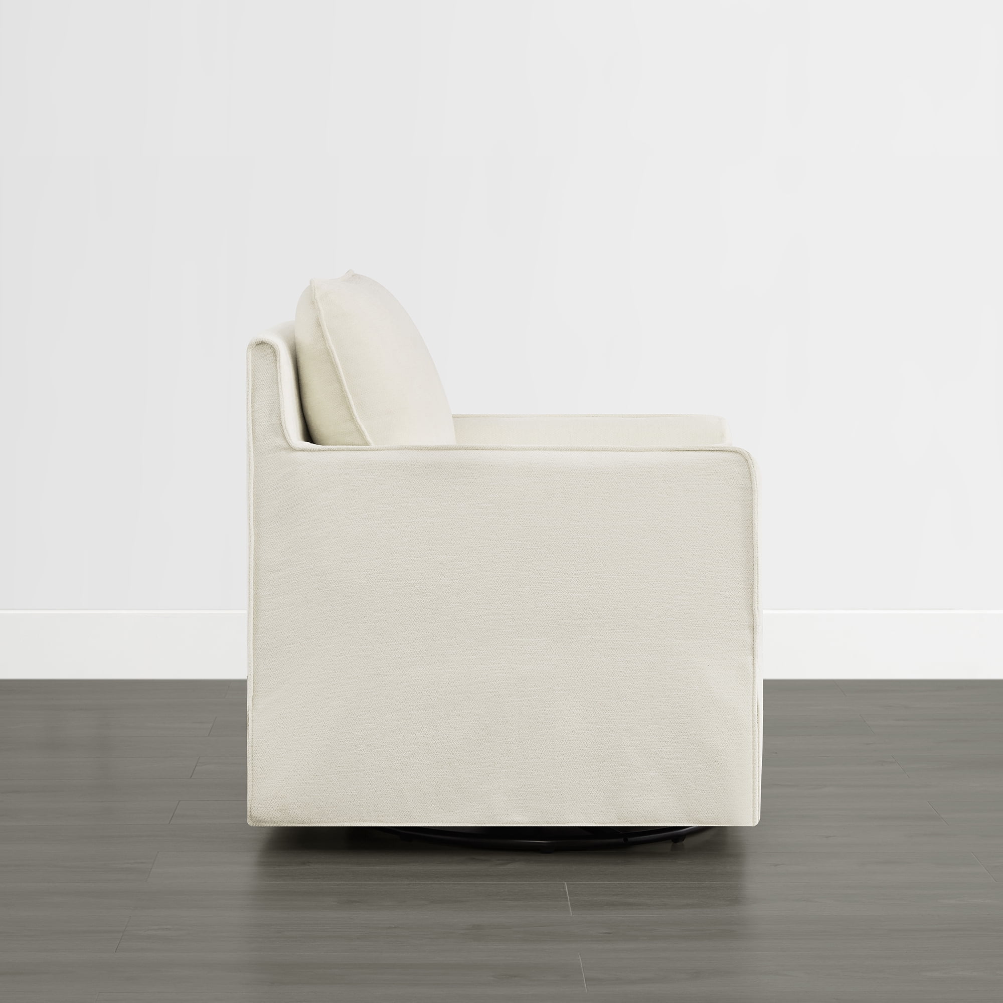 Spruce & Spring Upholstered Swivel Glider Accent Chair for Living Room, Nursery and Bedroom, Reversible Cushions, Track Arms, Modern Lounge Chair, Cream