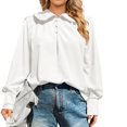thumbnail image 4 of WFJCJPAF 2025 New Product Sexy Blouses for Women Plus Size,Women's Fashion Button Solid Color Comfortable Loose Long Sleeves Blouse Casual Tops - White M, 4 of 6