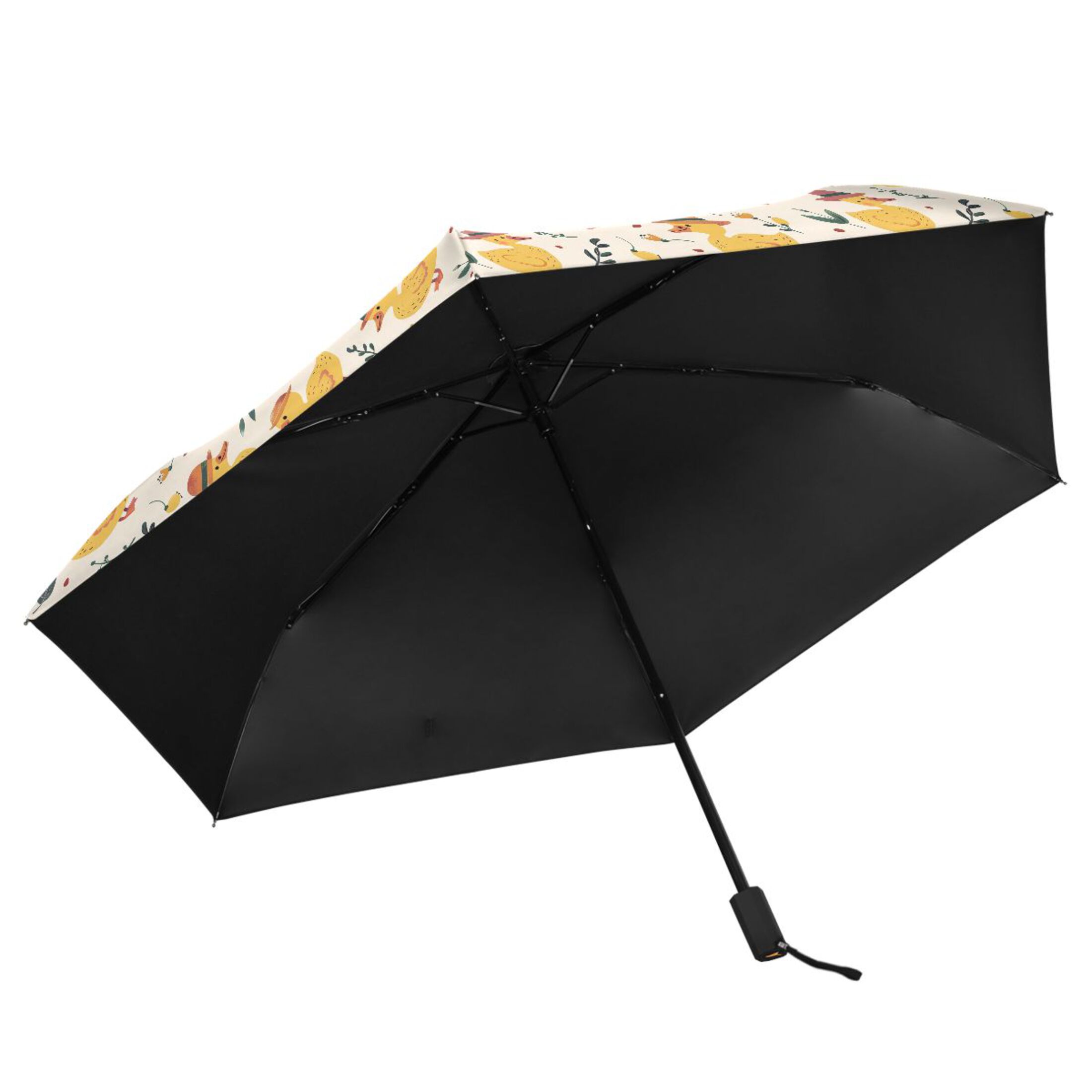Cute Ducks with Hat Compact Sun Umbrella Windproof Travel Umbrellas for Rain Strong Portable UV Protection
