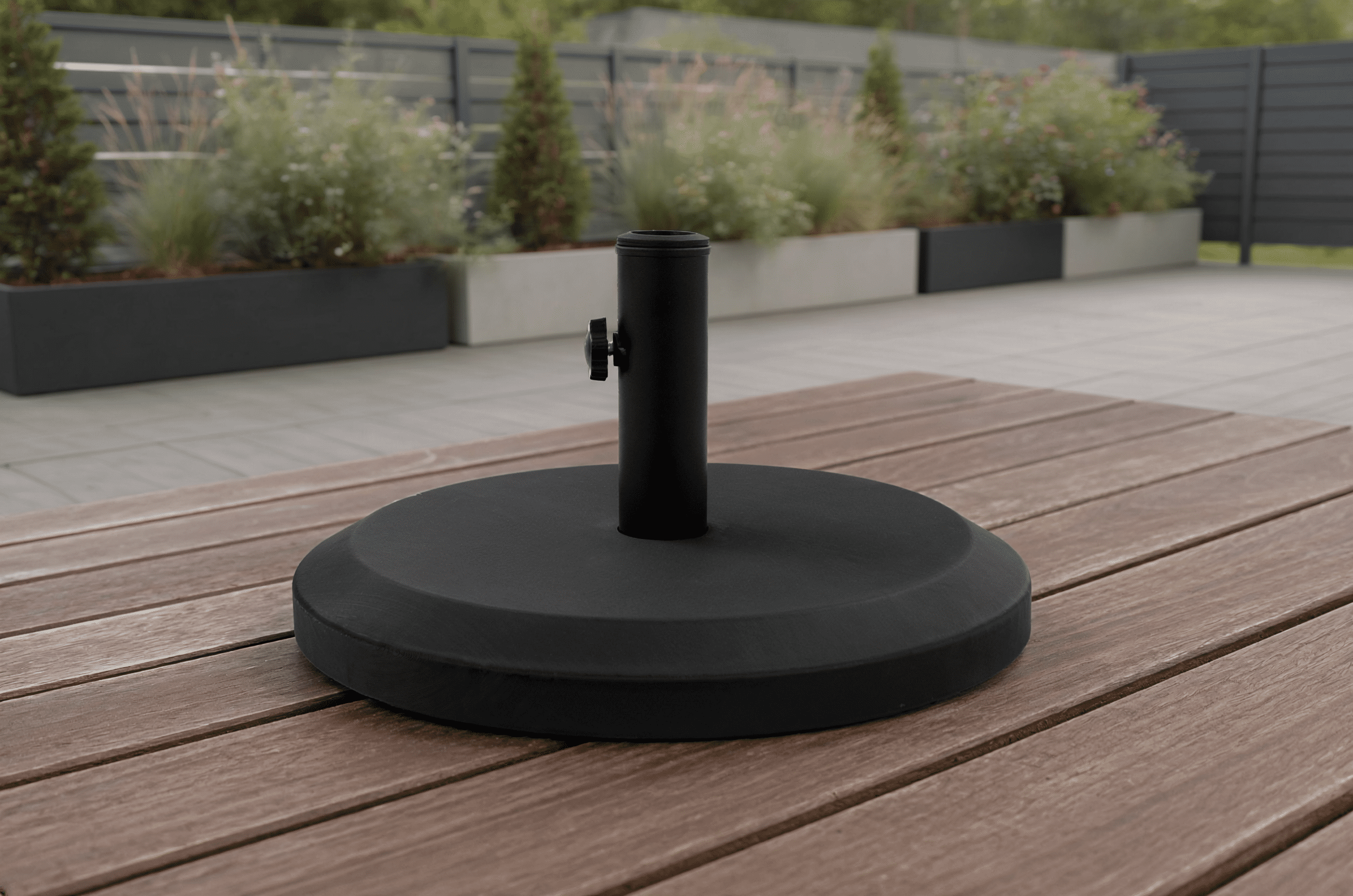 US Weight 22 lb. Weighted Umbrella Base - UV-Resistant Patio Umbrella Stand for Outdoor Tables - Fits 1.3” to 1.75” Poles - Durable Weather Resistant - Sleek Black Finish