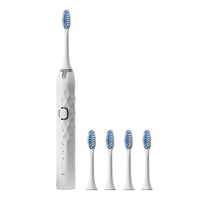 Smart Sonic Toothbrush 5 Modes & 5 Replacement Heads, IPX7 Waterproof Design, USB Charging, Pressure Sensor for Gentle Gum Care