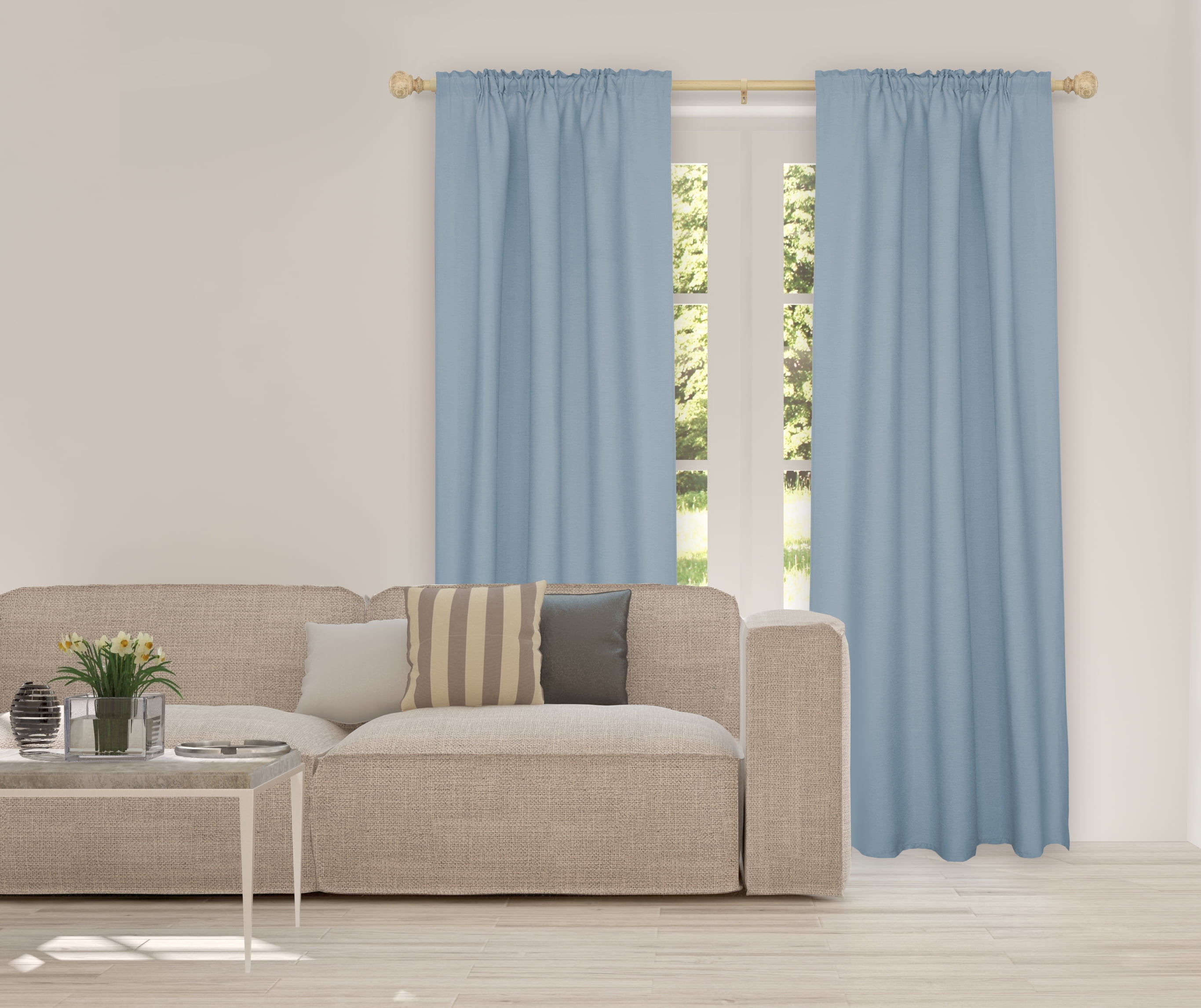 Better Homes & Gardens 1 in. Natural Wood Poly Single Curtain Rod, 120-180"