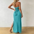 thumbnail image 5 of Bnwani Long Summer Dresses for Women,Summer Dresses for Women,Bandeau,Pleated,Side Split,Solid,Green,M, 5 of 7