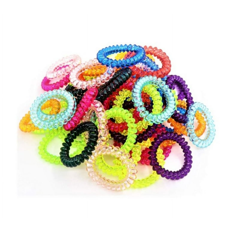 50 Pcs Colorful Spiral Hair Ties No Crease Candy Color Phone Cord Coils Elastic Ponytail Holders for Women and Girls Walmart