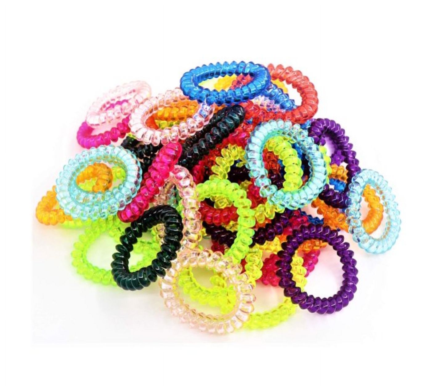 Spiral Hair Ties,50 Pcs Colorful No Crease Hair Ties,Candy Color Phone Cord Hair Ties Coils,Spiral Bracelets,Elastic Coil Hair Ties Ponytail Holders Hair Accessories for Women Girls All Hair Styles - image 2 of 10