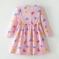 thumbnail image 3 of HWJAD Toddler Girl Long Sleeve Dresses Ruffle Butterfly Cotton Casual A-Line Dress for Girls Holiday Party 2-8Y, 3 of 6