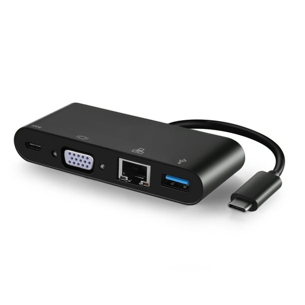 USB C to VGA + USB 3.0 Type A + Gigabit + USB Type C Power