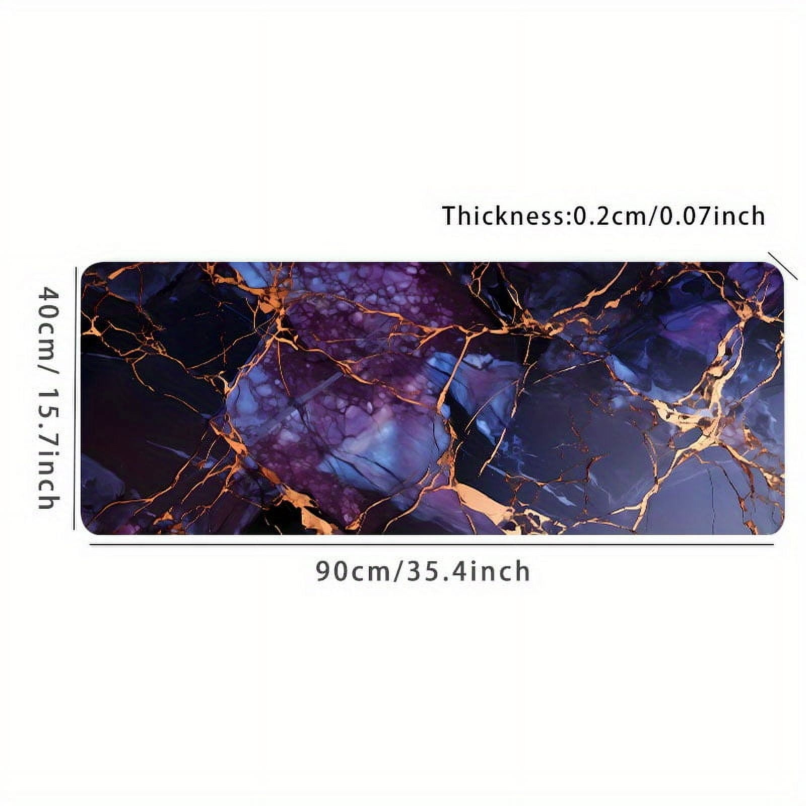 1pc Purple Golden Dark Marble Large Gaming Mouse Pad For Desk, Cool Desk Mat With Non-Slip Rubber Base Stitched Edge, Mouse Pad 31.5*15.7in For Work, Game, Office, Home, Gifts