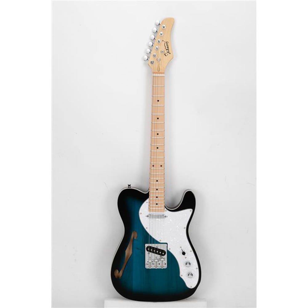 Lowestbest Electric Guitar Set, Complete Semi-Hollow Guitar with Case and Picks for Beginners, Dark Blue