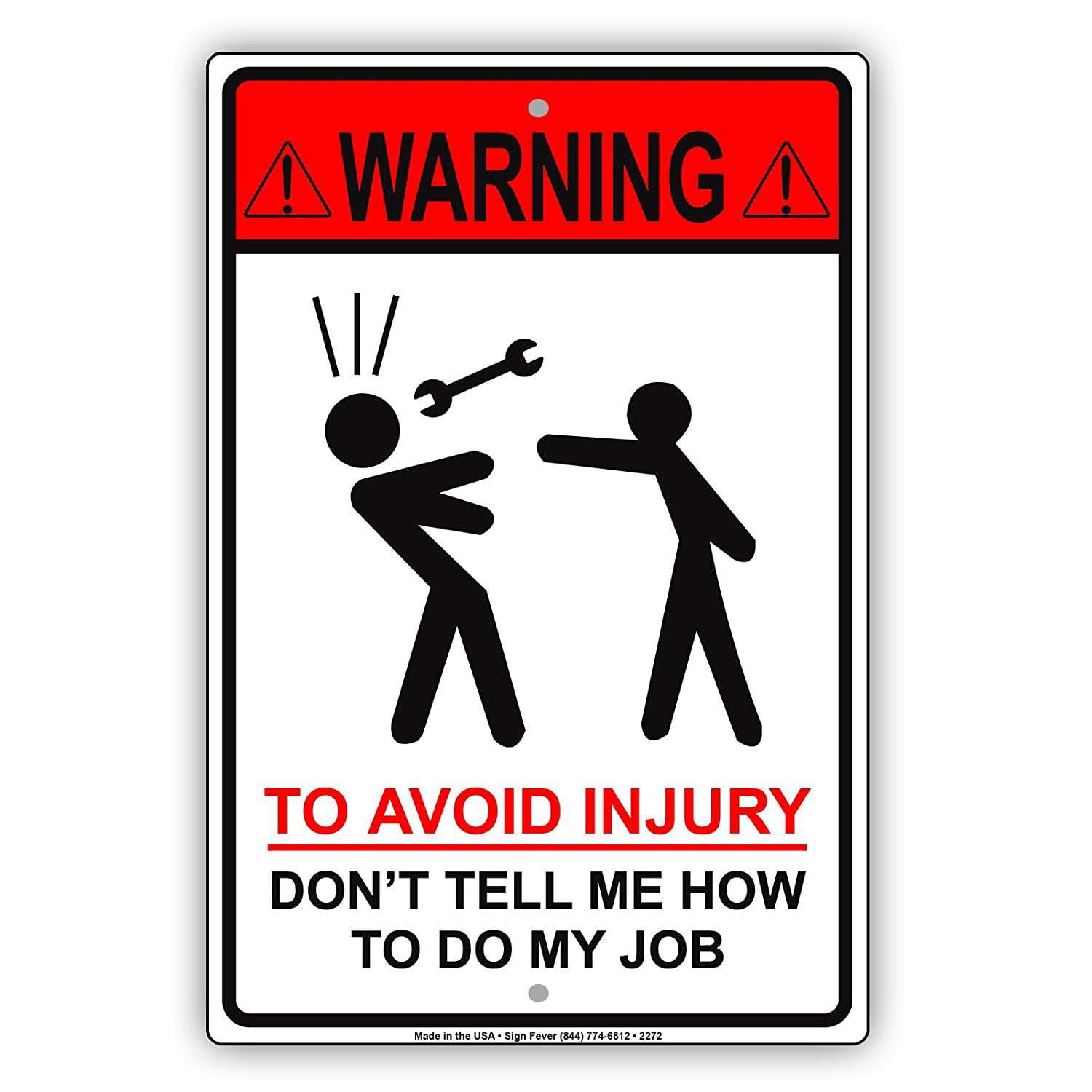 Funny Work Office Metal Tin Sign Wall Decor Bar Warning to Avoid Injury Job