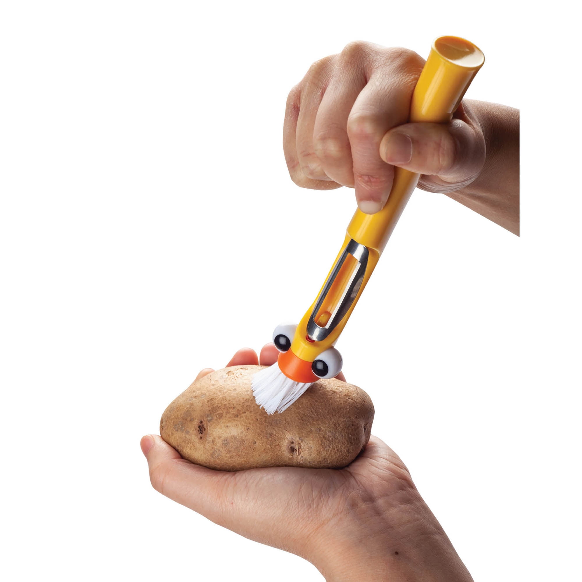 Joie Peekaboo Peeler and Cleaning Brush, 18/8 Stainless Steel