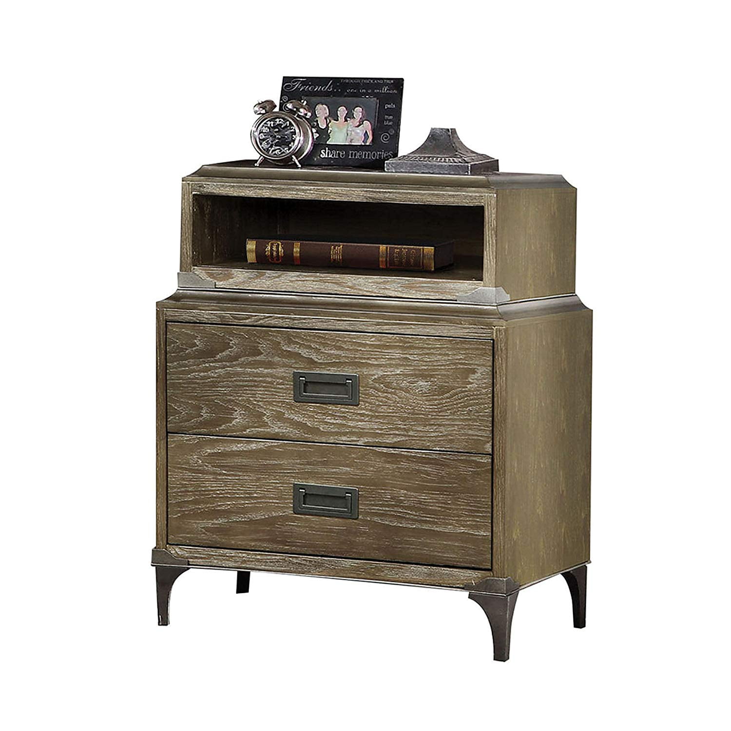 Acme Furniture Athouman Weathered Oak Nightstand with USB Power Dock