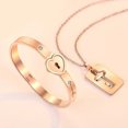 thumbnail image 2 of Cerradura Pulsera y llave Collar Brazalete Colgante Acero de titanio Juego de joyas para amantes Irfora Pulsera, 2 of 7