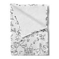 thumbnail image 2 of Cartoon Soft Flannel Fleece Throw Blanket, Hand Drawn Childish Doodle Childhood Theme Joyful Fairytale Landscape, Cozy Plush for Indoor and Outdoor Use, 70" x 90", White Black, by Ambesonne, 2 of 5