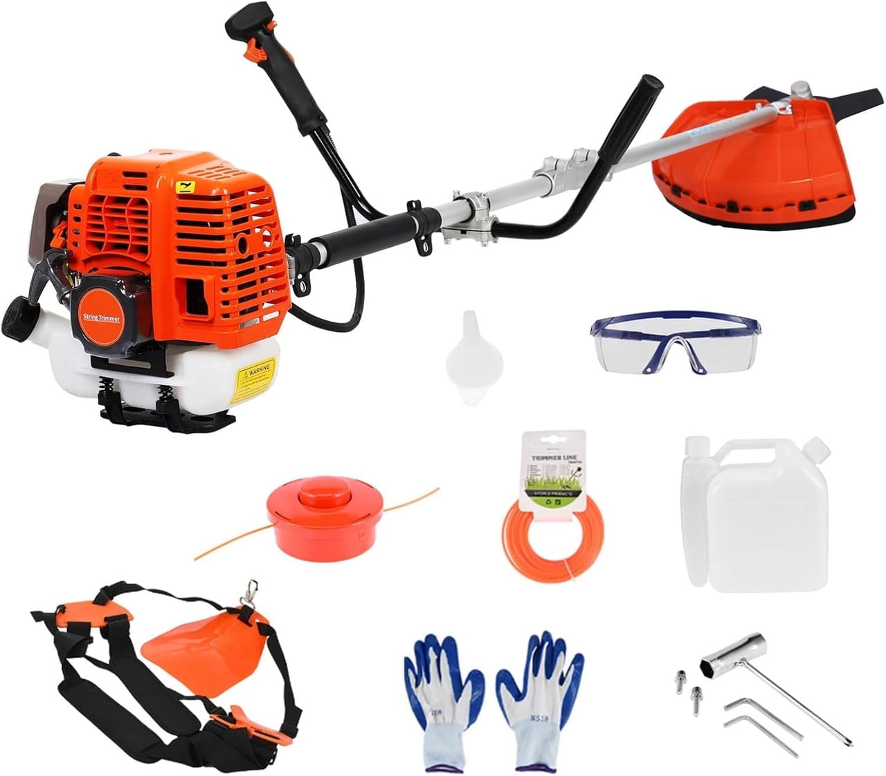 Floseru Gas Weed Wacker Cordless 2 in 1 String Trimmer, 52cc 2 Cycle Weed Eater with Anti-Slip Handle Brush Cutter Garden Tools Edger Lawn Tool