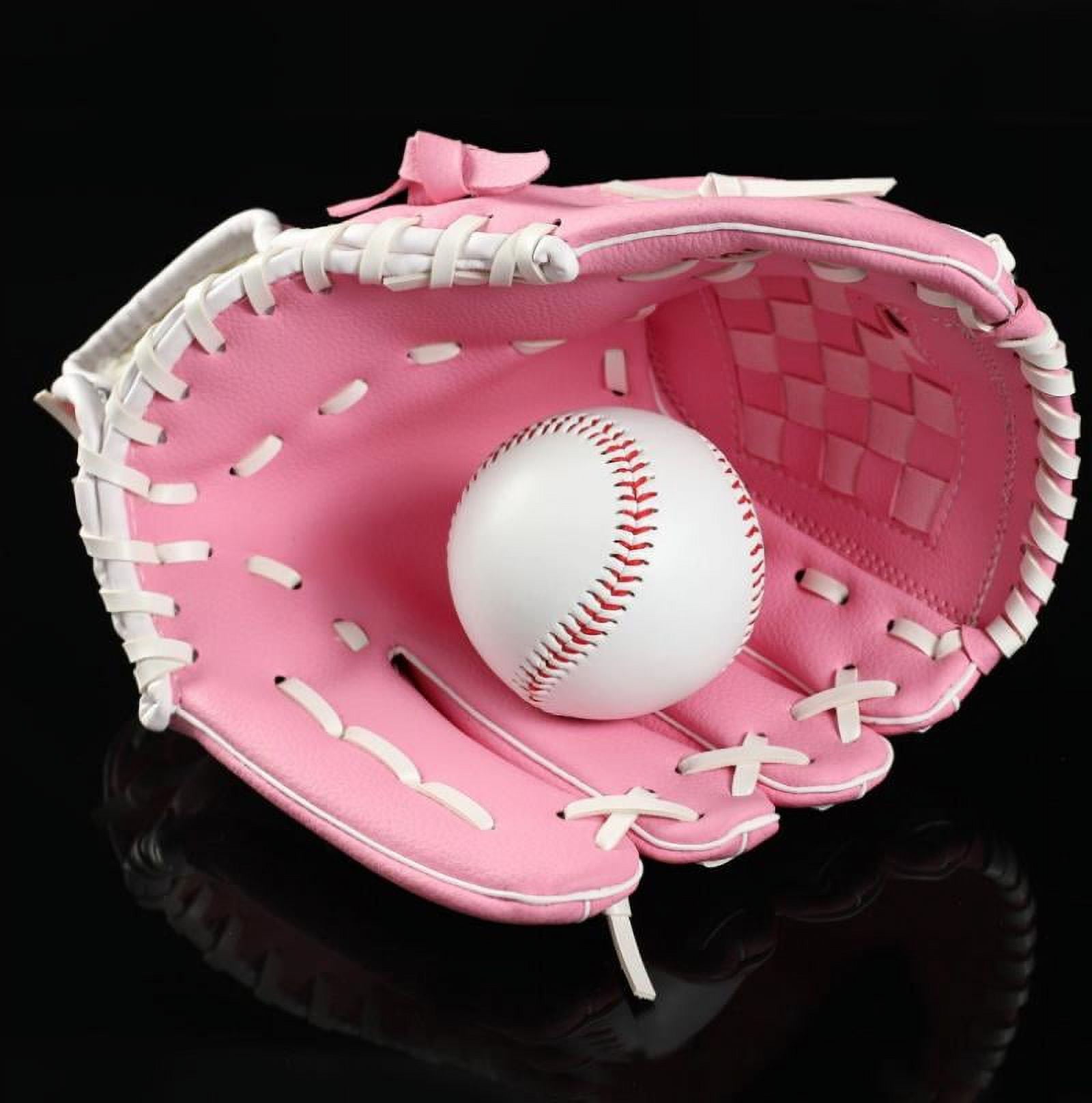 Outdoor Sports Baseball Glove Softball Practice Equipment Outfield Pitcher Gloves PU Softball Glove Pink, 1 pcs