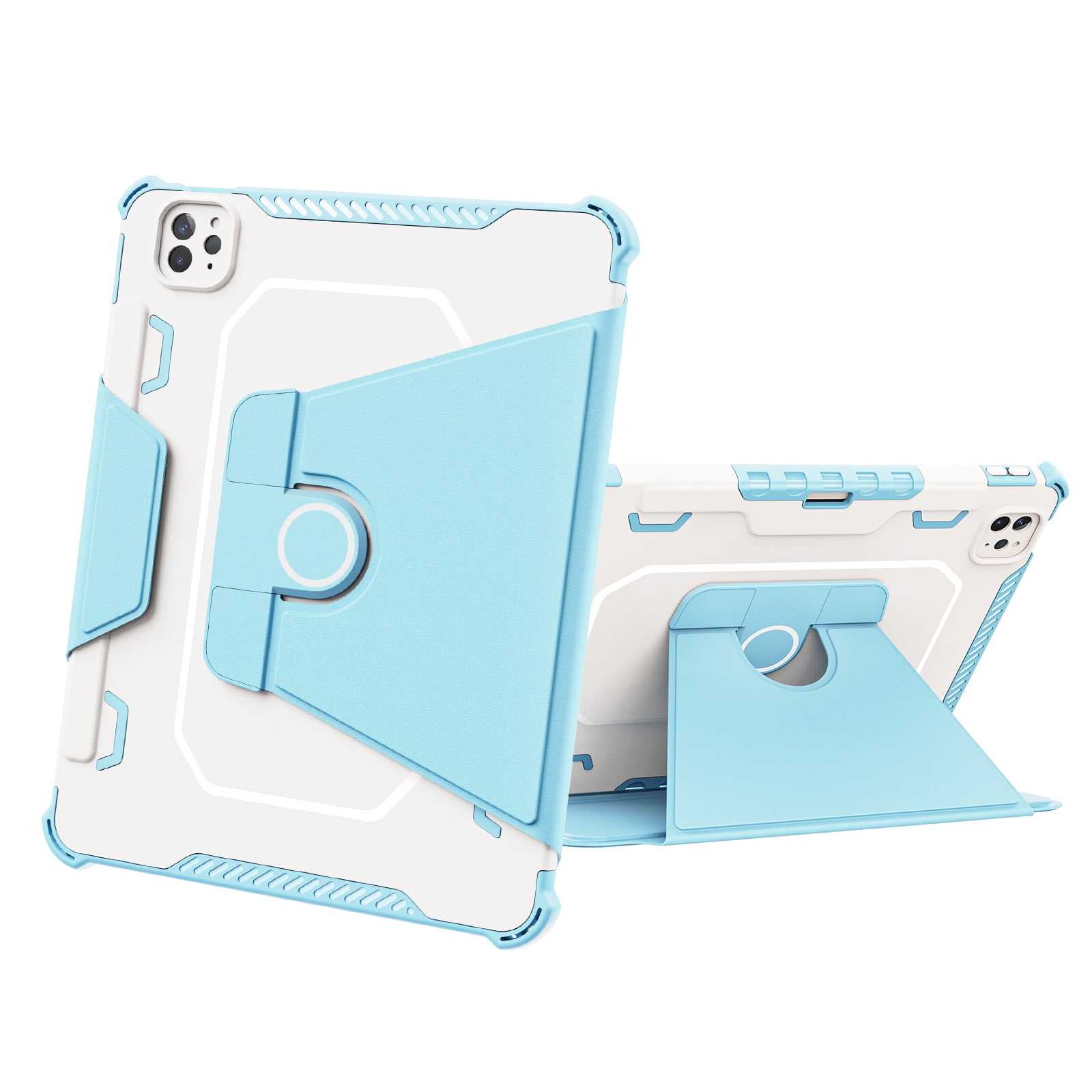 Dteck Case for iPad Pro 11" 4th/3rd/2nd/1st Gen (2022/2021/2020/2018),iPad Air 5th 4th Gen Magnetic Leather Shockproof Rubber Rugged Case Rotatable Kickstand with Pencil Holder Heavy Duty Cover,Blue