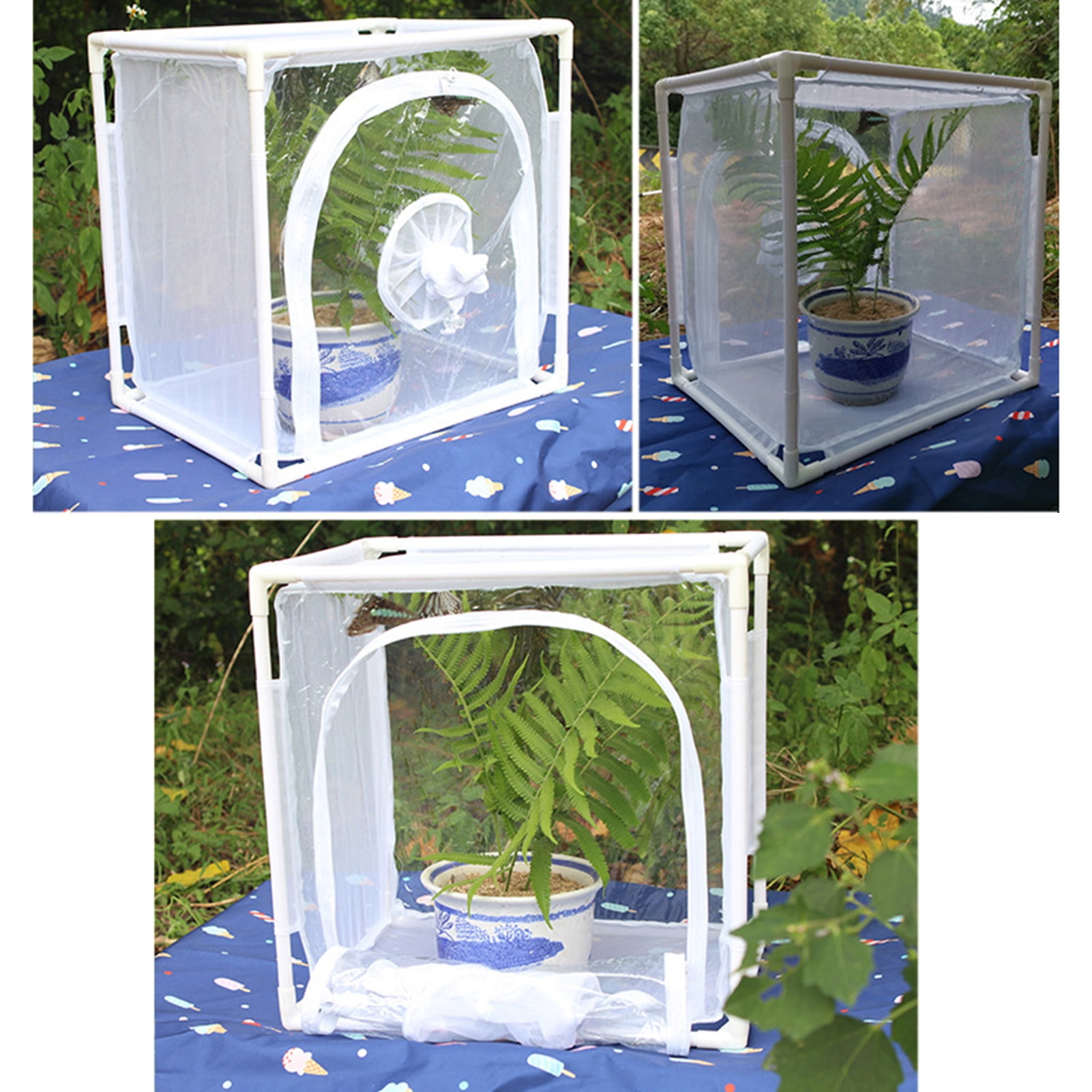 AYYUFE Mesh Cage Wear Resistant Collapsible PVC Plant Small Animal Observation Net Cage for Outdoor
