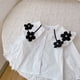 thumbnail image 4 of Jumpingount Conjuntos de ropa de 2 piezas para niña, camisa blanca con estampado de manga larga de otoño, ropa superior, pantalones conjuntos de ropa blanco 110cm, 4 of 6