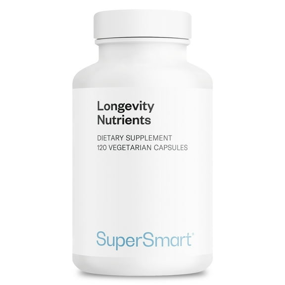 SuperSmart Longevity Nutrients (Advanced Formula) - 6-in-1 Complex - with Reishi, L-Theanine, Centrophenoxine, Apple Polyphenols | Non-GMO & Gluten Free - 120 Vegetarian Capsules