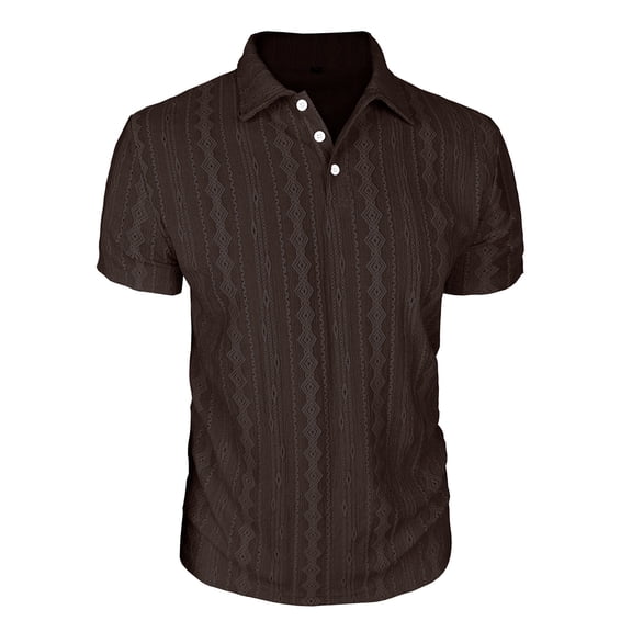 Mens Dressy Shirts V Neck Textured Polo Shirts Short Sleeve Breathable Casual Collared T Shirt Summer Fashion Tops