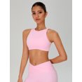 thumbnail image 2 of IDOPIP Womens High Neck Sports Bra Removable Pads Cut Out Back Sleeveless Medium-impact for Workout Gym Yoga Pilates Athletic S Pink, 2 of 6