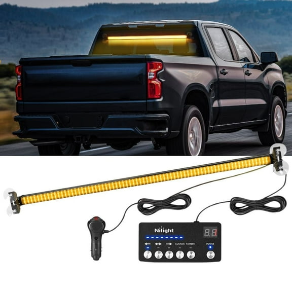 Nilight 144LED Traffic Advisor Strobe Light Bar with Amber Emergency Warning Hazard Interior/Front/Rear Windshield Flashing for Cars Plow Trucks Construction Vehicles