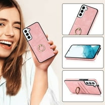 Allytech Galaxy S24 Plus Wallet Case with Card Slots, Ring Holder Stand Slim RFID Blocking Shockproof Back Cover Hard Shell Phone Case for Samsung Galaxy S24 Plus, Pink