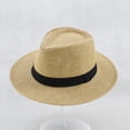 thumbnail image 2 of Wide Brim Breathable Straw Panama Hat, Foldable Trilby Fedora Sun Cap, Unisex Beach Party Costume Headwear, Lightweight Casual Straw Cap for Vacation, Stroll and Retro Event Outfit Collocation,Khaki, 2 of 8