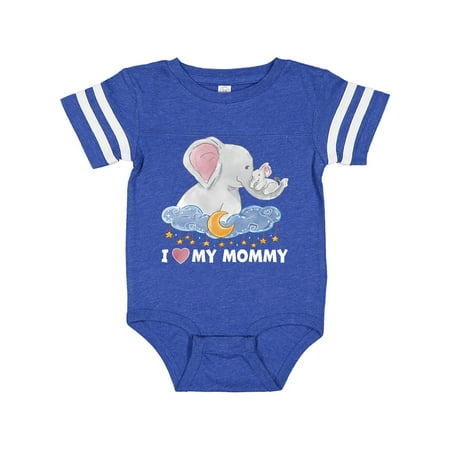 

Inktastic I Love My Mommy Cute Elephants with Moon and Stars Gift Baby Boy or Baby Girl Bodysuit