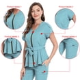 thumbnail image 4 of Traje de enfermera elástico de belleza para mascotas, traje dividido para mujer, traje de manga corta para hospital, traje de operación con cintura vendada, 4 of 6
