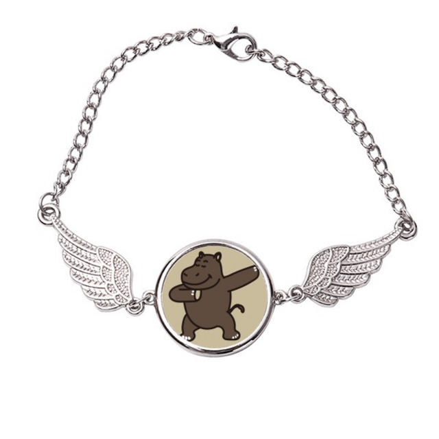 Hipopótamo de pie Pulsera pulsera pulsera alas de ángel pulsera