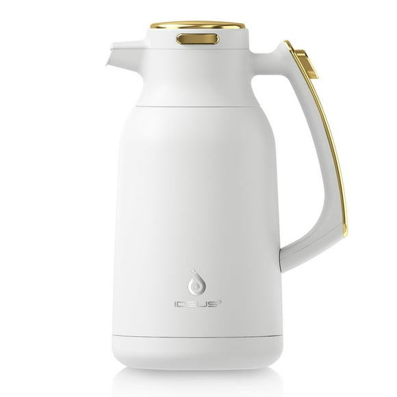 IDEUS Thermal Coffee Carafe 68oz (2,000ml), Stainless Steel Double Wall Insulated Vacuum Flask, Water Jug Coffee Server and Beverage Dispenser, Heat