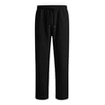 thumbnail image 3 of Krdevn Boys Solid Drawstring Open Hem Sweatpants Fall Winter Loose Straight Jogger Pants with Patch Pockets 5-6 Years,Black, 3 of 8