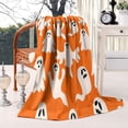 thumbnail image 2 of Orange Halloween Ghosts Blanket,Comfortable Soft Flannel Throw Blanket,All Season,Warm Lightweight Blankets for Sofa Bed Couch Living Room Chair,40"x50", 2 of 4