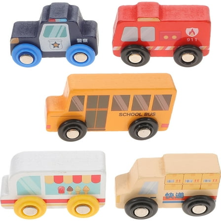 LULULION Toy Cars Wood Car Toys Educational Cognitive Development 5Pcs