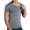 thumbnail image 4 of Taqqpue Men’s V Neck Shirts Casual Solid Color Short Sleeve Gym Athletic T Shirt Fashion Loose Fit Cotton Blouse Workout Bodybuilding Tee Top, 4 of 7