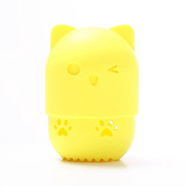 Estuche para guardar huevos de maquillaje de belleza, funda protectora portátil de silicona para viajes, caja de almacenamiento a prueba de polvo Meow puff